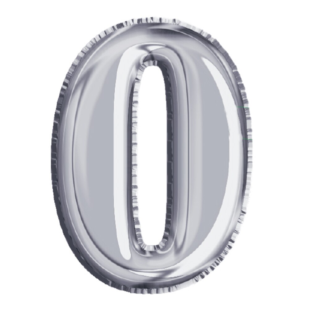 Balon din Folie de aluminiu, Argintiu, Cifra 0, diametru 81 cm, Robentoys