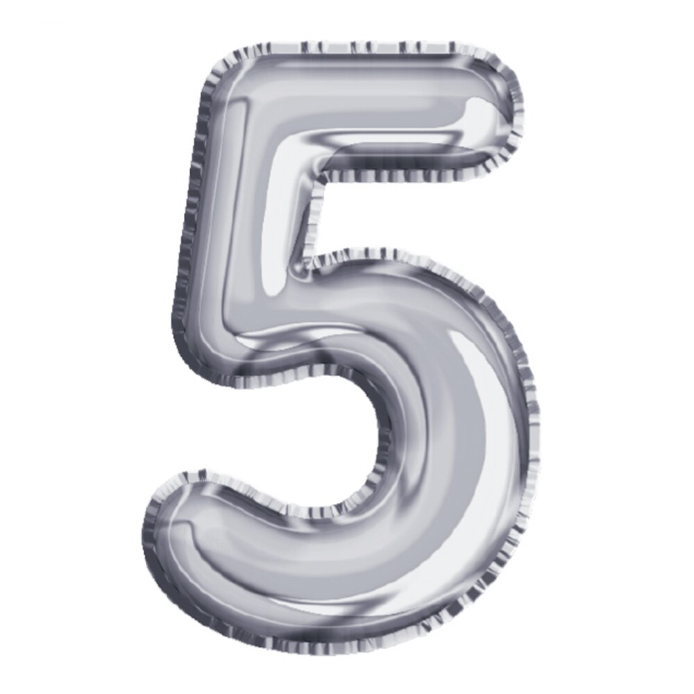 Balon din Folie de aluminiu, Argintiu, Cifra 5, diametru 81 cm, Robentoys