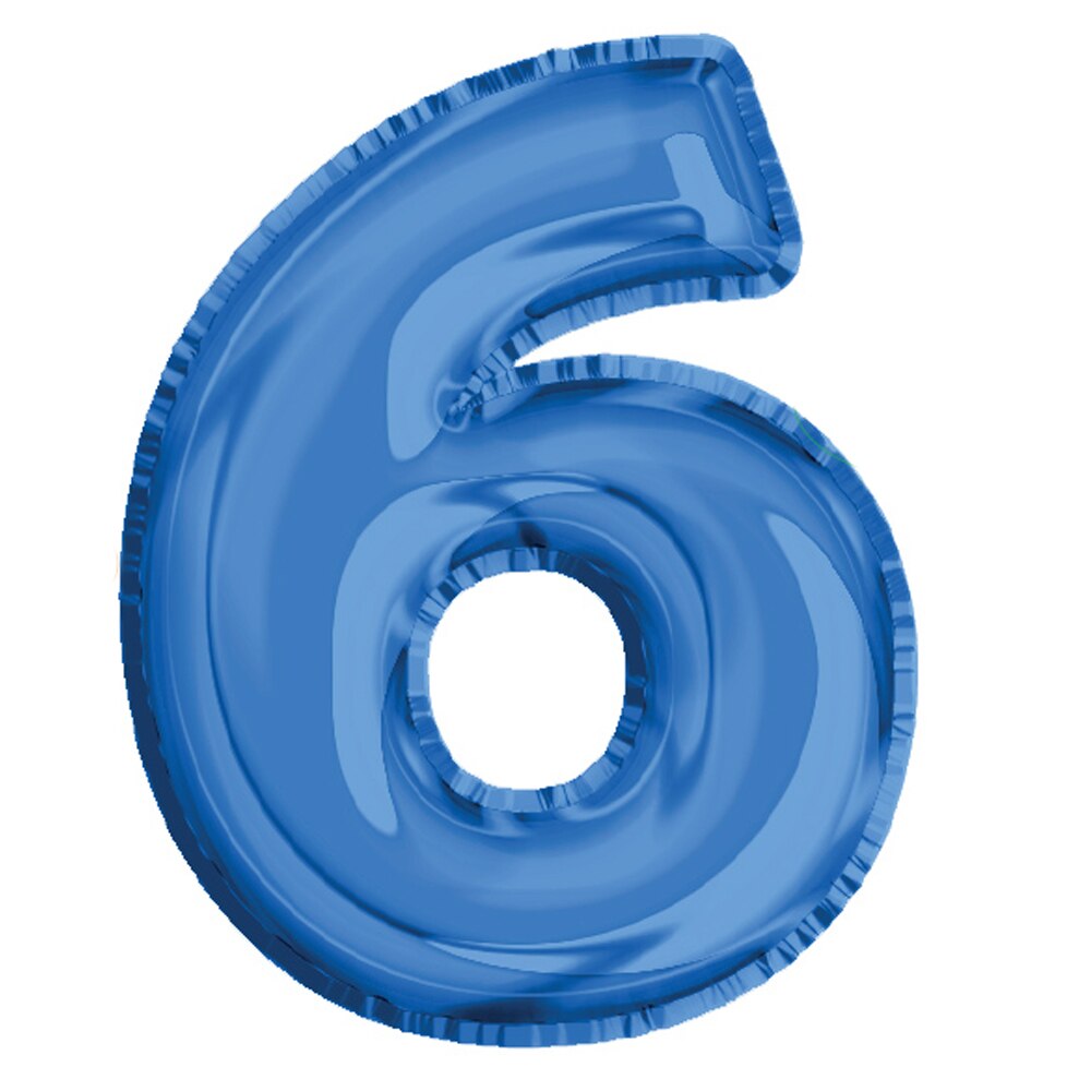Balon din Folie de aluminiu, Albastru, Cifra 6, diametru 81 cm, Robentoys