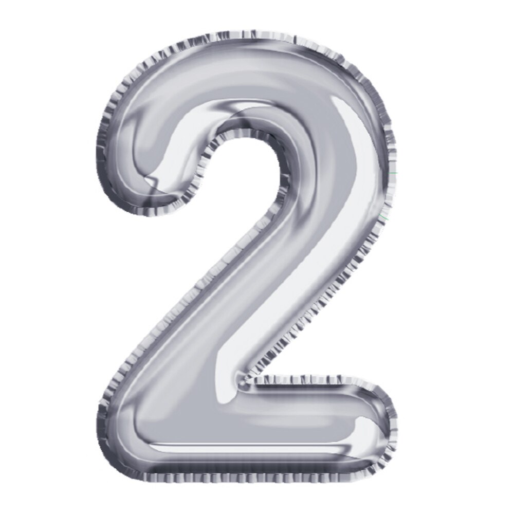 Balon din Folie de aluminiu, Argintiu, Cifra 2, diametru 81 cm, Robentoys