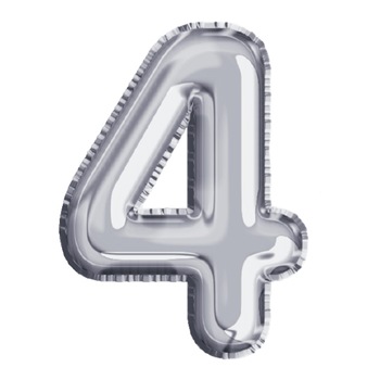 Balon din Folie de aluminiu, Argintiu, Cifra 4, diametru 81 cm, Robentoys Balon din Folie de aluminiu, Argintiu, Cifra 4, diametru 81 cm, Robentoys