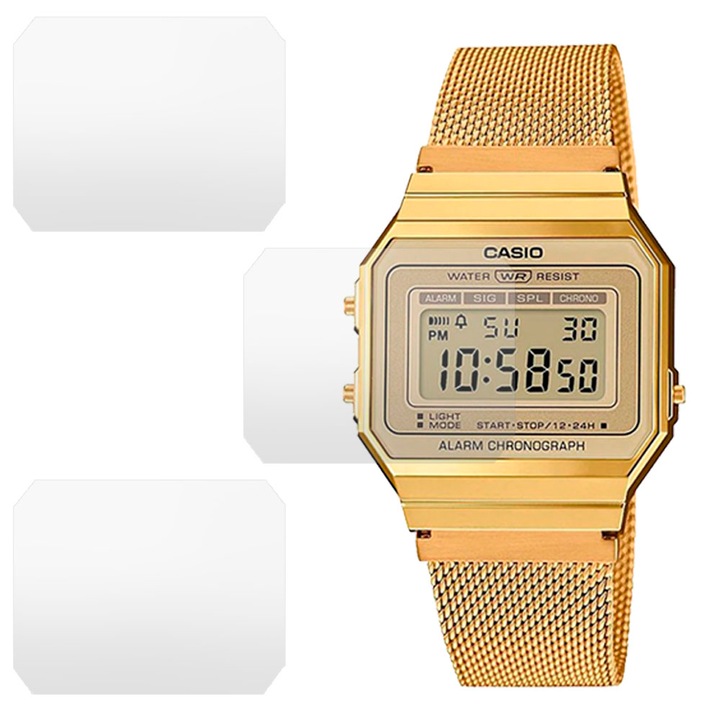 3 db SILKASE matt fólia készlet Casio A700WEMG-9A-hoz, szilikon, megújuló, Teljes kijelző