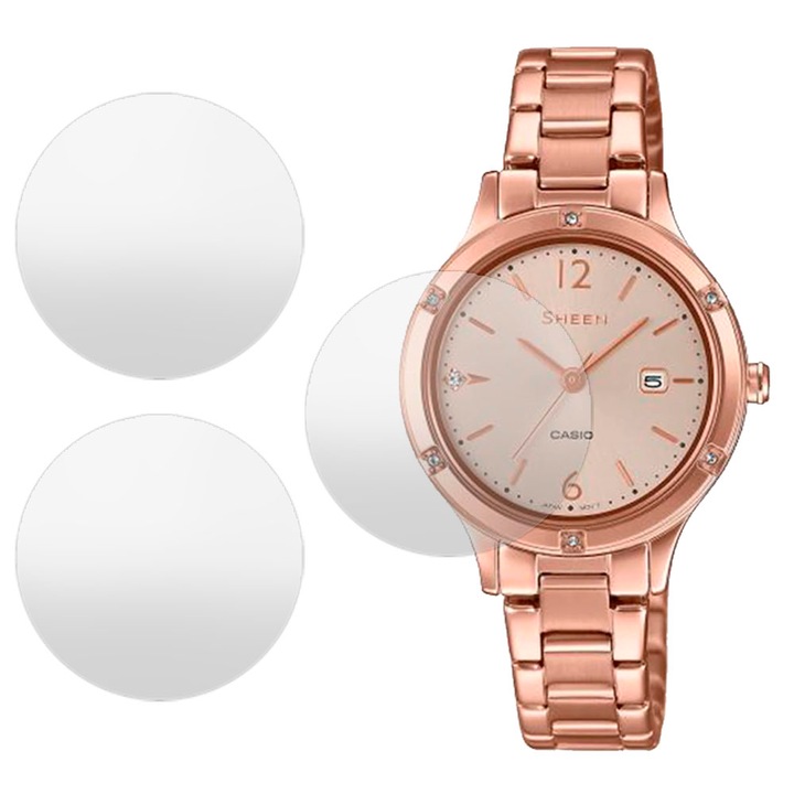 3 db SILKASE matt fólia készlet Casio SHE-4533PG-4A-hoz, szilikon, megújuló, Teljes kijelző