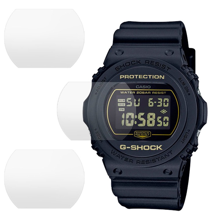 3 db SILKASE matt fólia készlet Casio DW-5700BBM-1-hez, szilikon, megújuló, Teljes kijelző