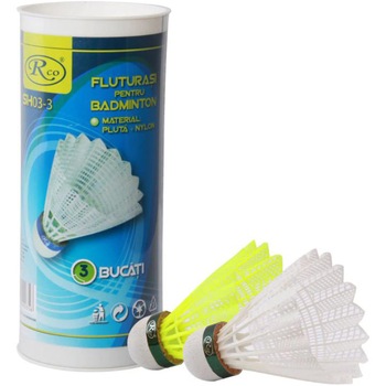 Set 3 fluturasi badminton RCO, plastic cu cap pluta Set 3 fluturasi badminton RCO, plastic cu cap pluta