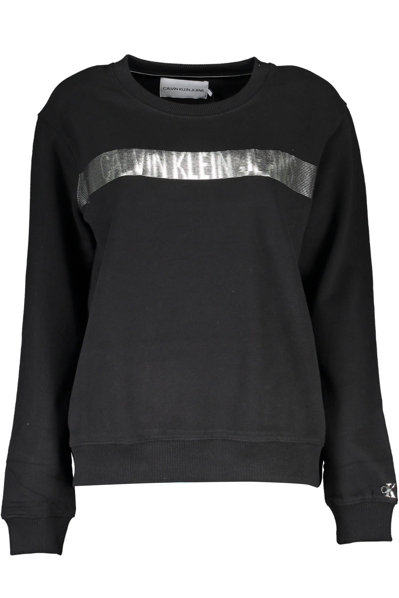 Bluza dama, Calvin Klein, cu dunga gri, Negru