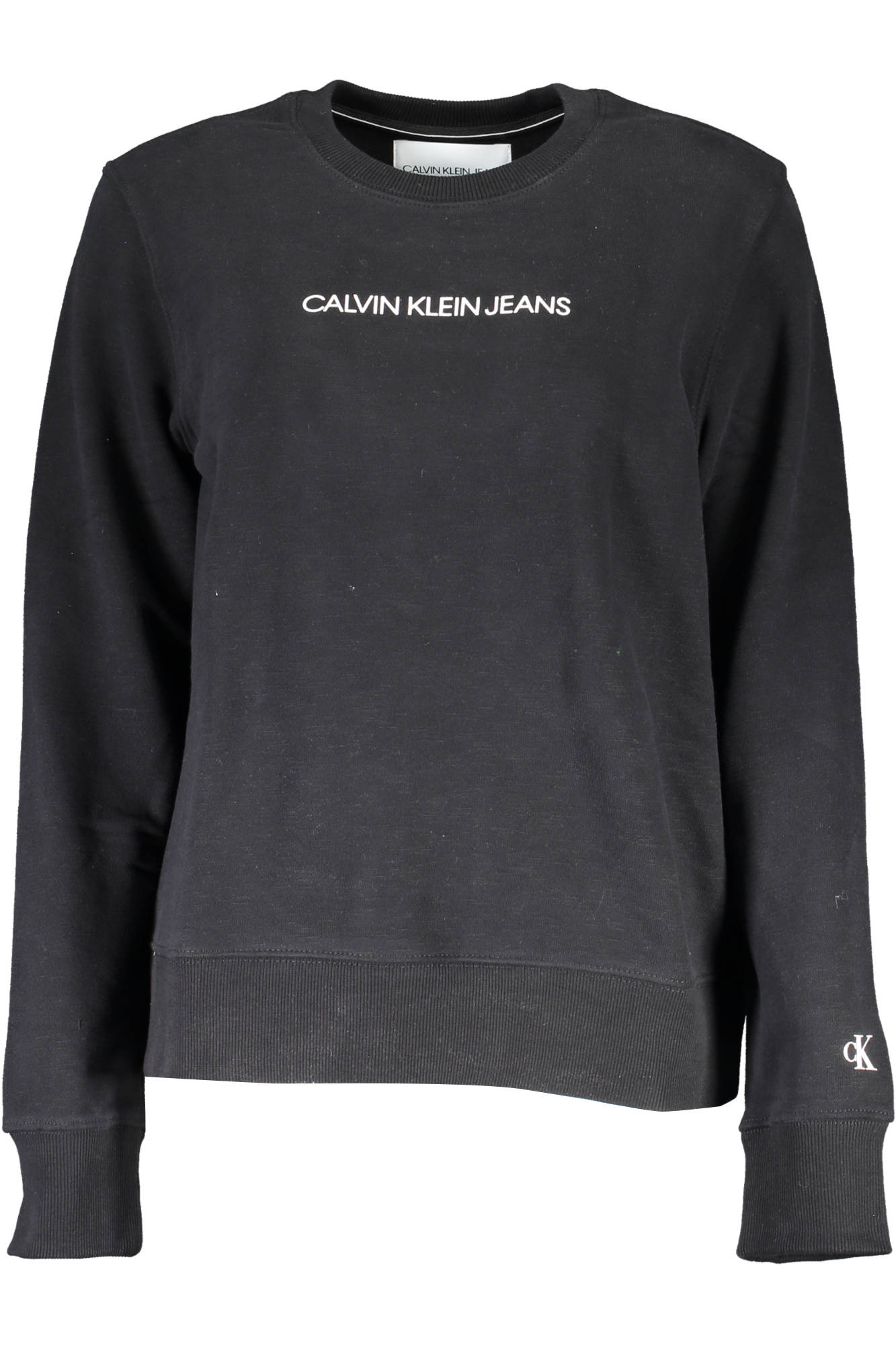 Bluza dama, Calvin Klein, logo pe mineca, negru, Negru