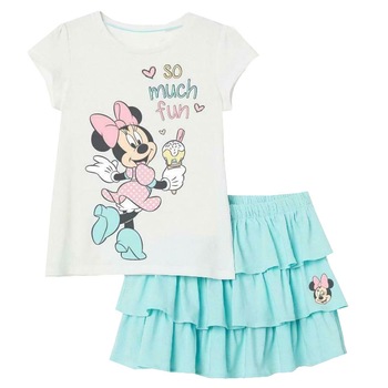 Compleu Minnie, So much fun, alb cu turcoaz Compleu Minnie, So much fun, alb cu turcoaz