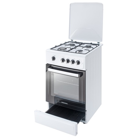 Aragaz Daewoo DCK-5G1WH, 4 arzatoare, Gaz, Grill, 50 cm, Alb