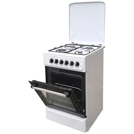 Aragaz Daewoo DCK-5M1WH, 4 arzatoare, Mixt, Ventilator, 50 cm, Alb