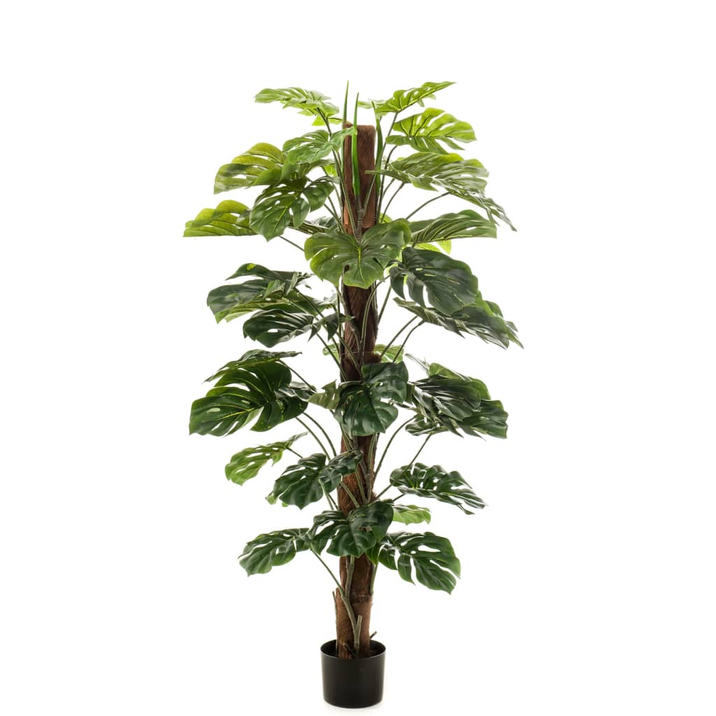 Planta artificiala tip Monstera pe stalp Emerald, Polietilena, 150 cm, Verde