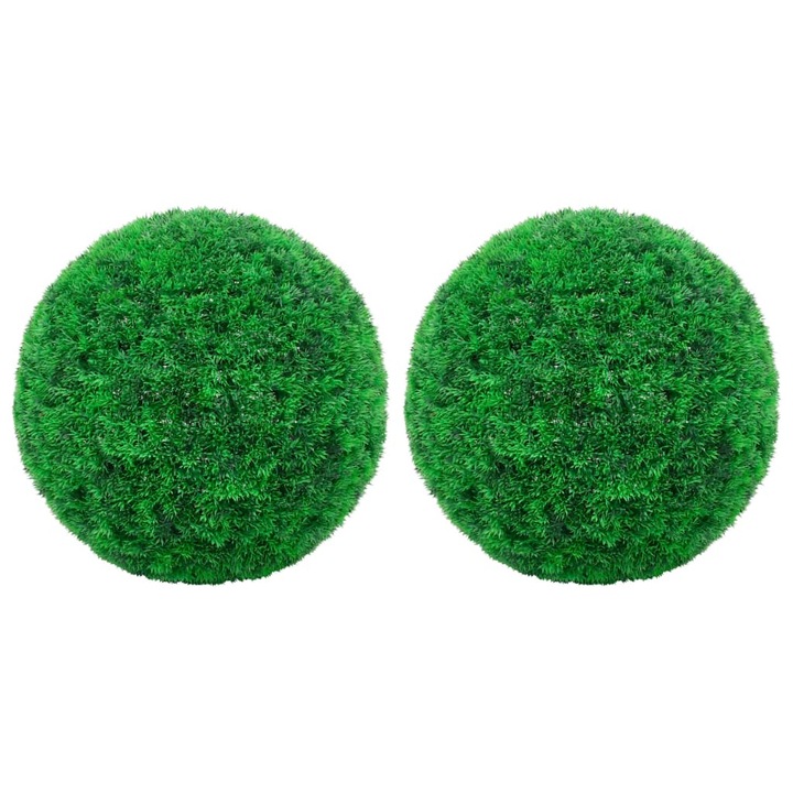 Set de 2 bile din cimisir artificial vidaXL, Polietilena, 35 cm, Verde