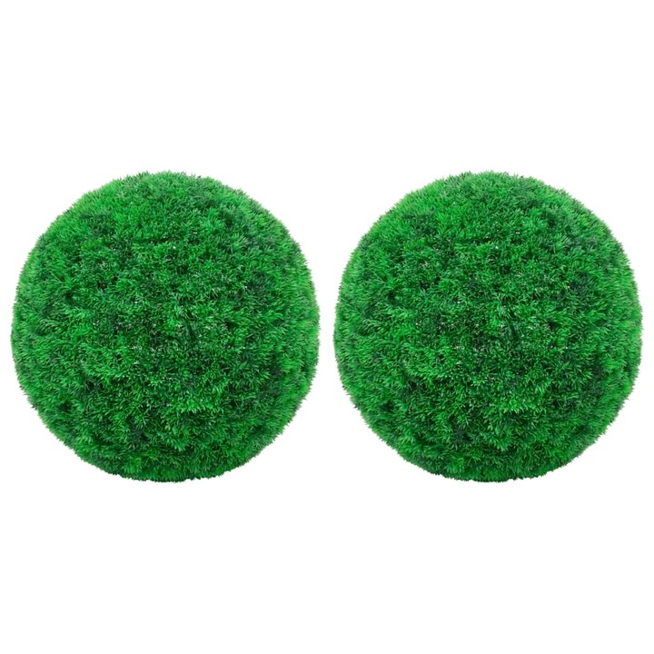 Set de 2 bile din cimisir artificial vidaXL, Polietilena, 45 cm, Verde