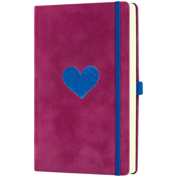 Bloc notes Castelli, Velluto, 13x21 cm, 240 pagini, hârtie ivory 70 g/mp velin, Heart