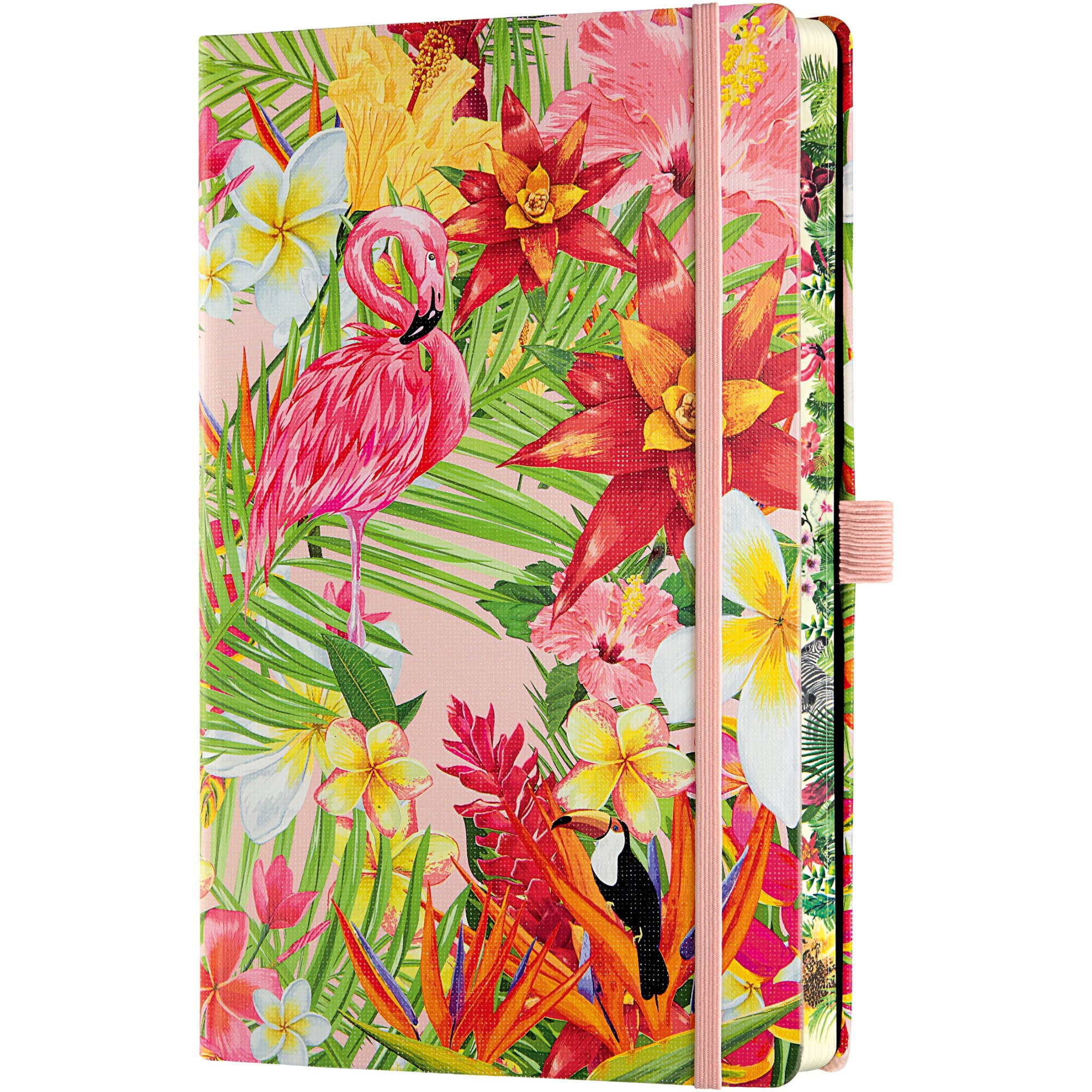 Bloc notes Castelli, Eden, 13x21 cm, 192 pagini, hârtie ivory 90 g/mp velin, motiv Flamingo