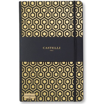 Bloc notes Castelli, Black Gold, 13x21 cm, 240 pagini, hârtie ivory 80 g/mp, dictando, Honeycomb Gold Bloc notes Castelli, Black Gold, 13x21 cm, 240 pagini, hârtie ivory 80 g/mp, dictando, Honeycomb Gold