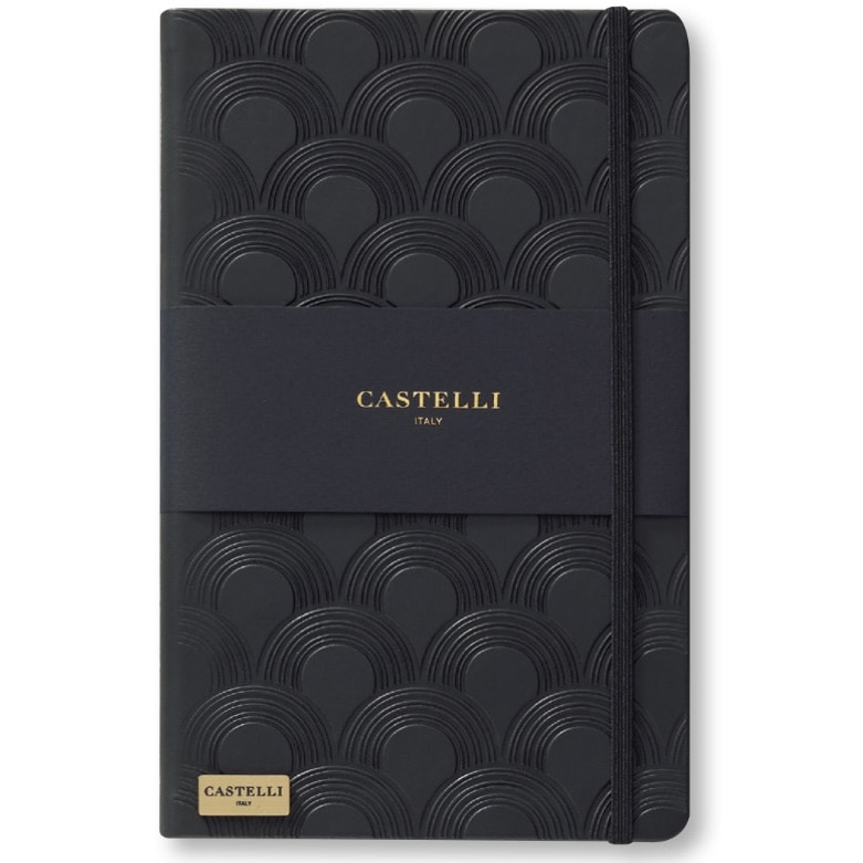 Bloc notes Castelli, Black Gold, 13x21 cm, 240 pagini, hârtie ivory 80 g/mp, dictando, Art Deco Black