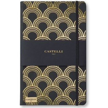 Bloc notes Castelli, Black Gold, 13x21 cm, 240 pagini, hârtie ivory 80 g/mp, dictando, Art Deco Gold Bloc notes Castelli, Black Gold, 13x21 cm, 240 pagini, hârtie ivory 80 g/mp, dictando, Art Deco Gold