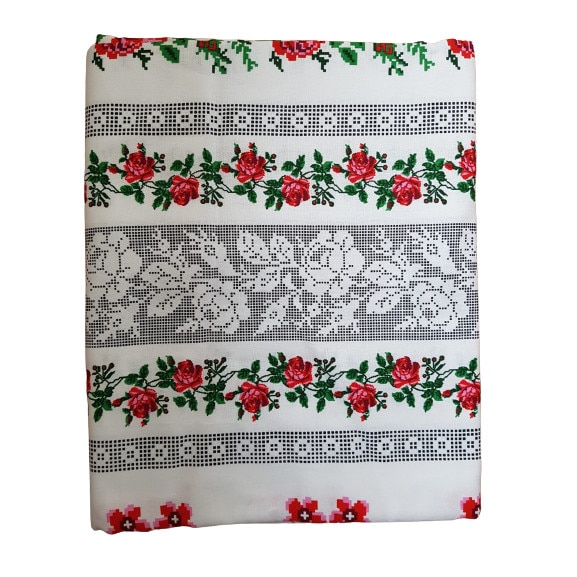 Fata de masa cu model traditional-cu trandafiri pe margini, 125x150 cm