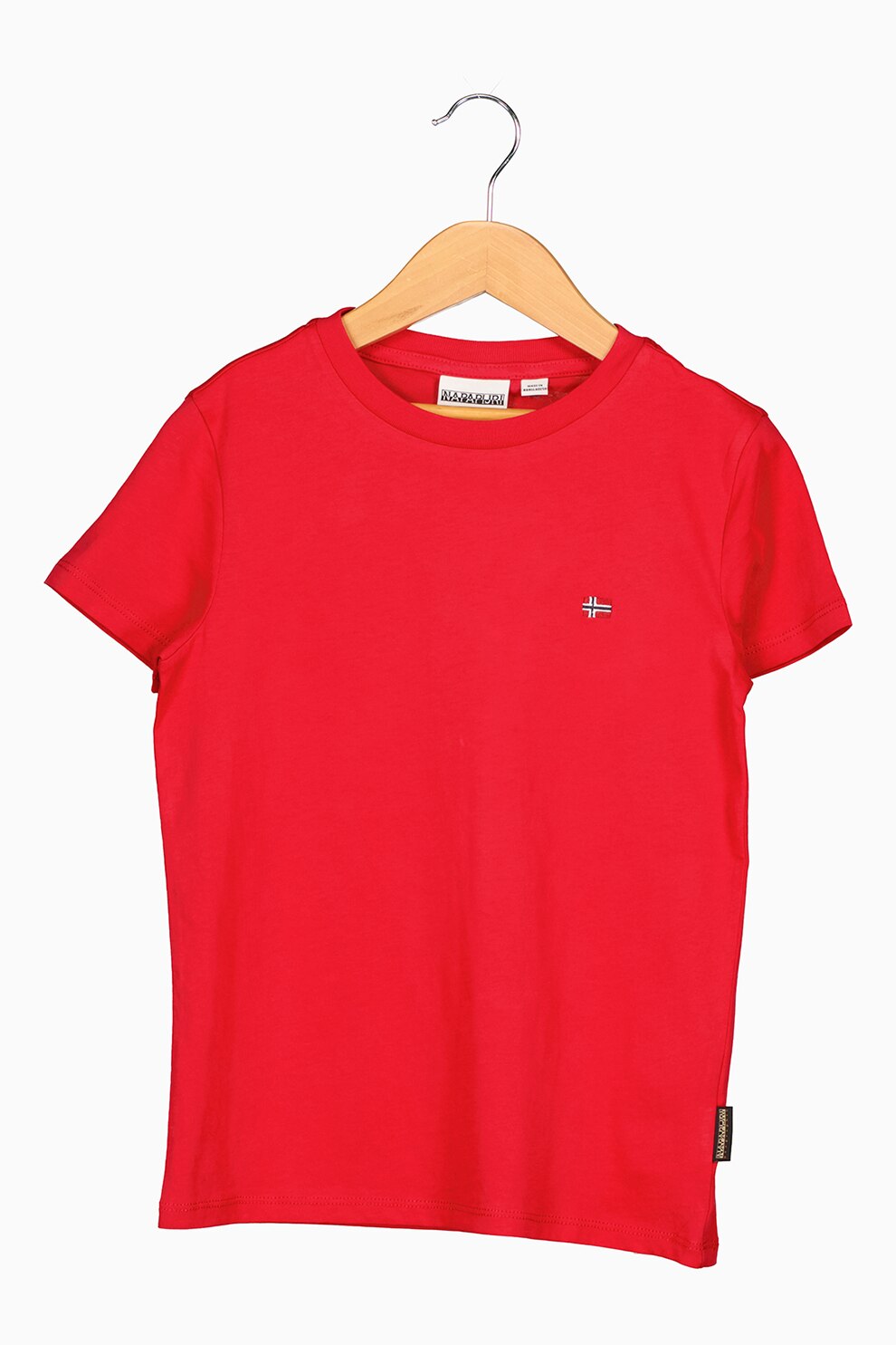 Napapijri, Tricou cu decolteu la baza gatului si detaliu brodat, Rosu