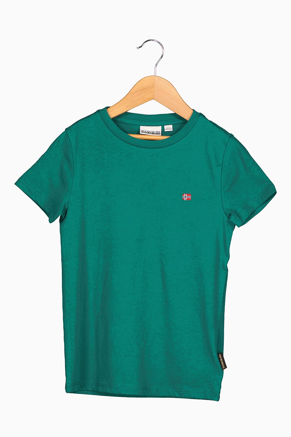 Napapijri, Tricou cu decolteu la baza gatului si detaliu brodat, Verde