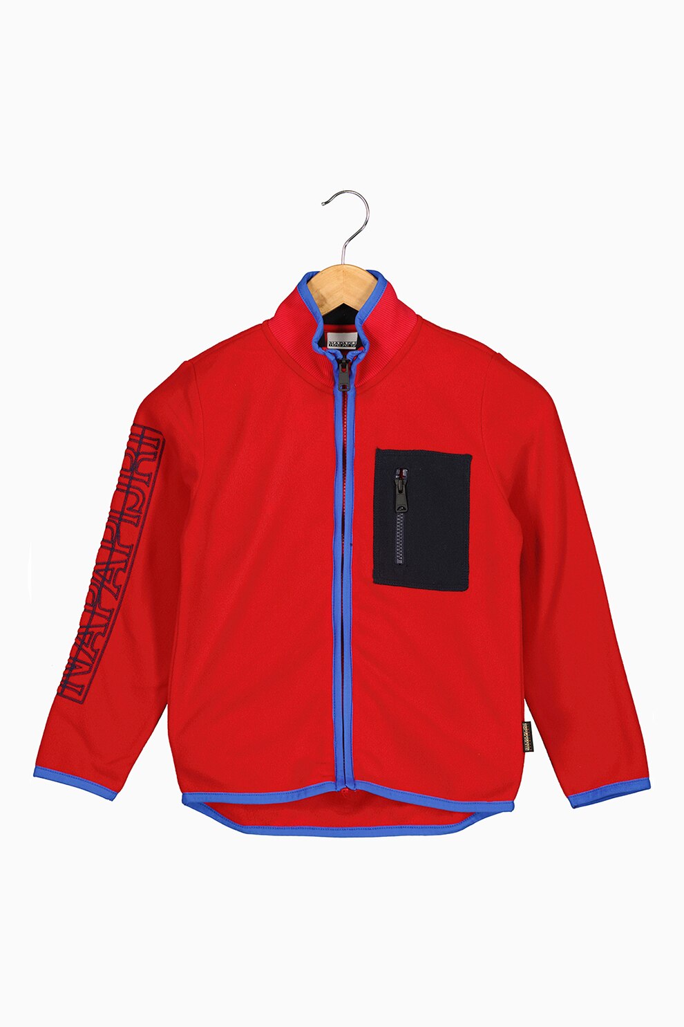 Napapijri, Jacheta usoara cu fermoar si logo pe maneca, Rosu