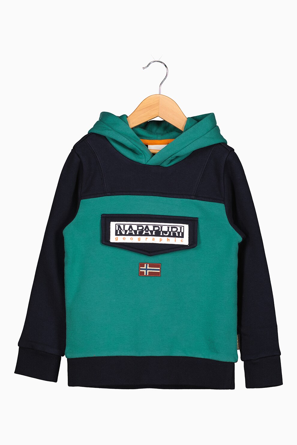 Napapijri, Hanorac regular fit cu logo brodat Burgee, Bleumarin inchis/Verde