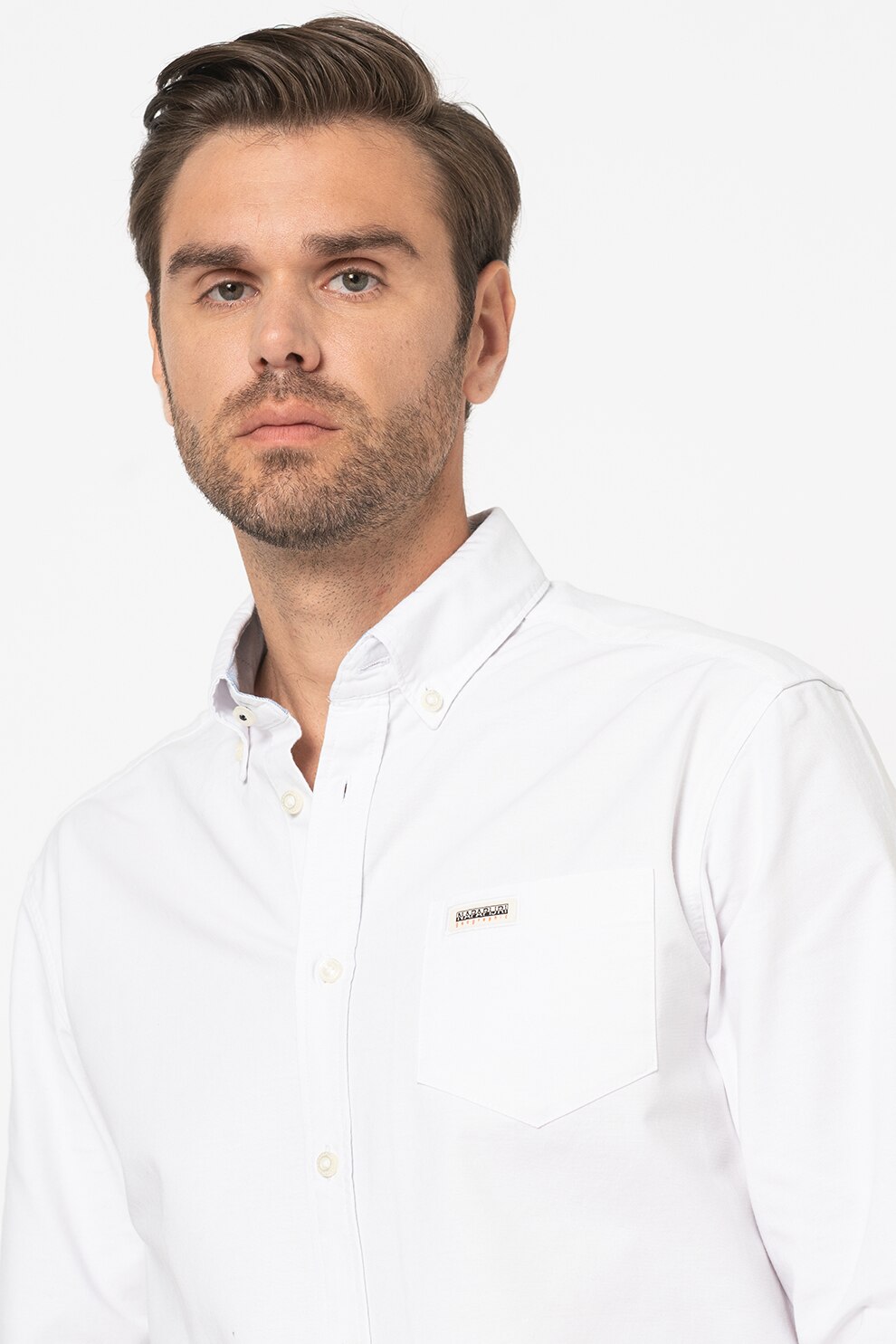 Napapijri, Camasa cu buzunar pe piept Gunter, Alb