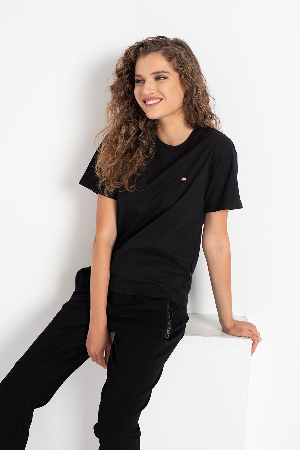 Napapijri, Tricou cu detaliu brodat Salis, Negru, L