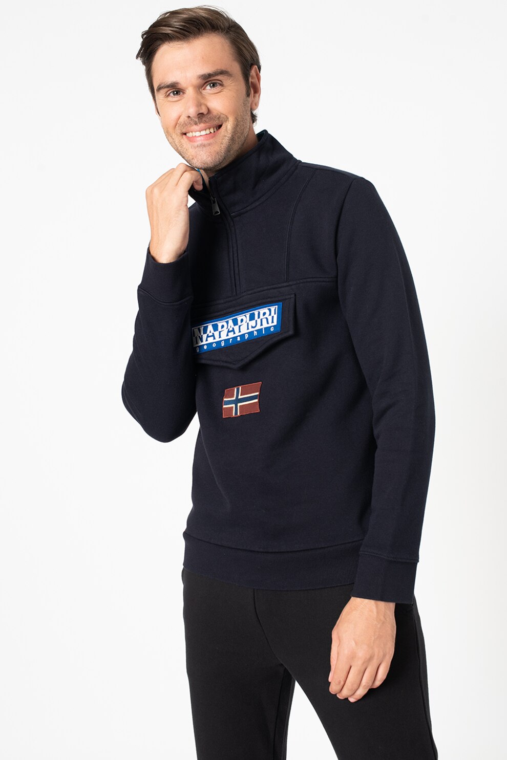 Napapijri, Bluza sport cu guler mediu Burgee, Bleumarin