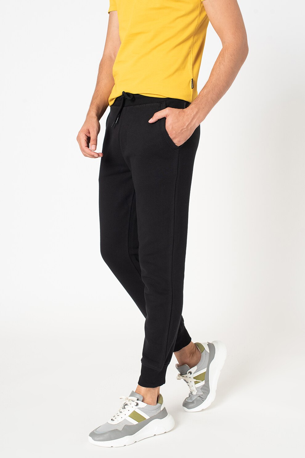 Napapijri, Pantaloni sport din amestec de bumbac cu snur, Negru