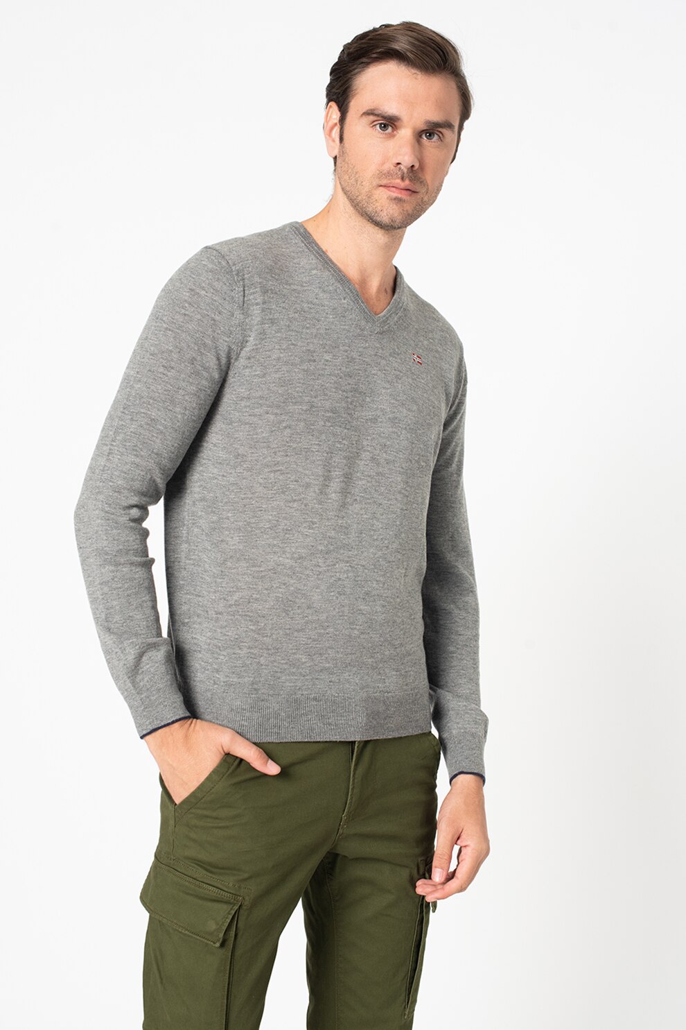 Napapijri, Pulover de lana Damavand, Gri inchis melange