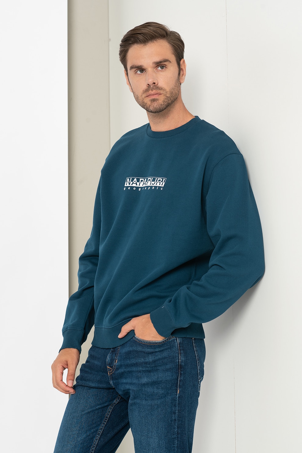 Napapijri, Bluza sport cu detaliu logo Box, Albastru inchis