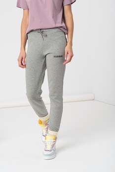 Napapijri, Pantaloni sport slim fit cu logo Box, Gri melange Napapijri, Pantaloni sport slim fit cu logo Box, Gri melange