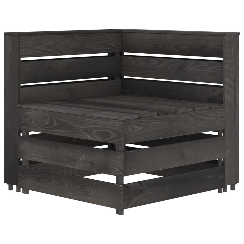 Canapea de colt, de gradina, din paleti, vidaXL, Lemn de pin tratat, 69 x 70 x 66 cm, Gri inchis