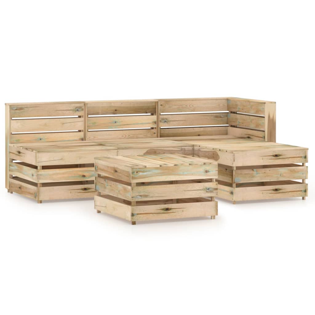 Set mobilier de gradina 5 piese canapea din paleti cu masuta, vidaXL, Lemn de pin tratat, Maro