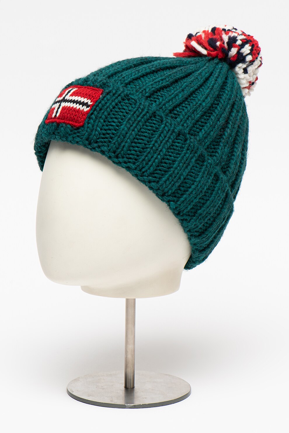 Napapijri, Caciula din amestec de lana cu ciucure Semiury, verde englez, rosu, negru, 20 CM Standard