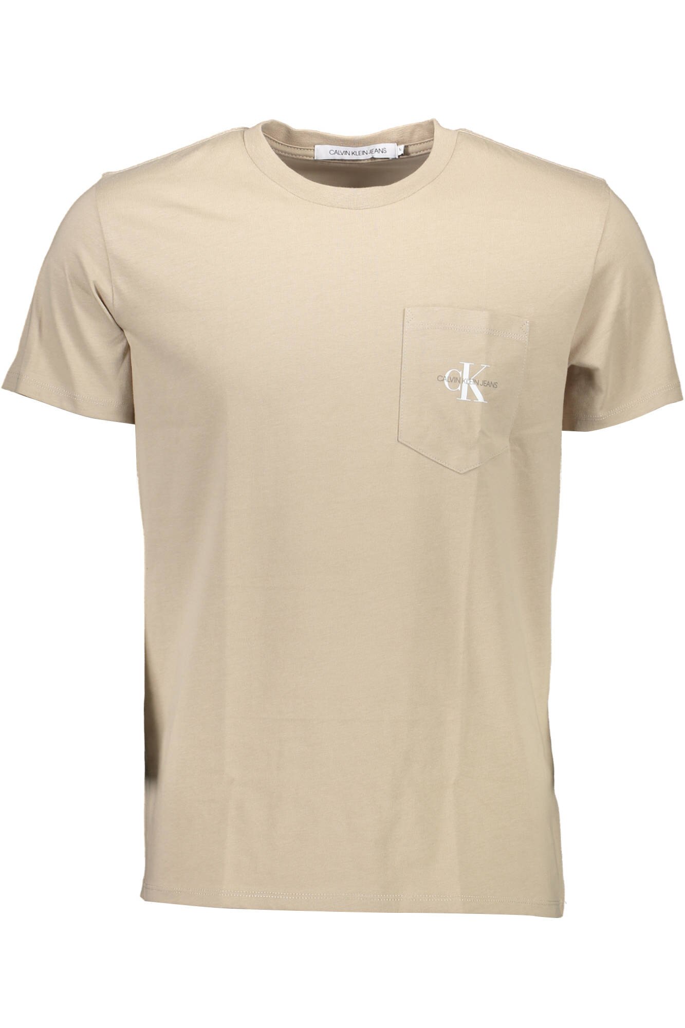 Tricou Barbati, Calvin Klein, Bej, CK Logo Buzunar Stanga, Bej