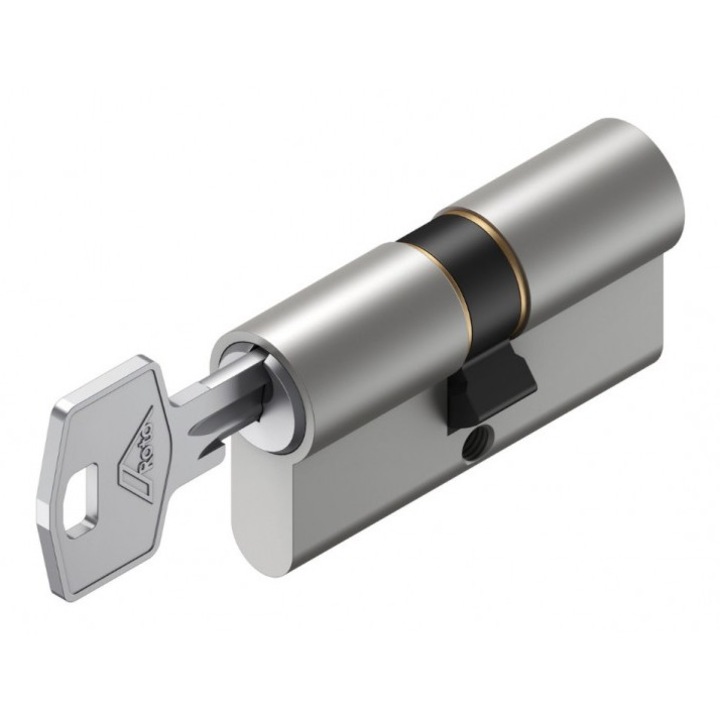 Butuc usa, cilindru, Roto Doorplus, dimensiune 31 x 31 mm, din alama, finisaj nichel mat, surub de fixare, 3 chei