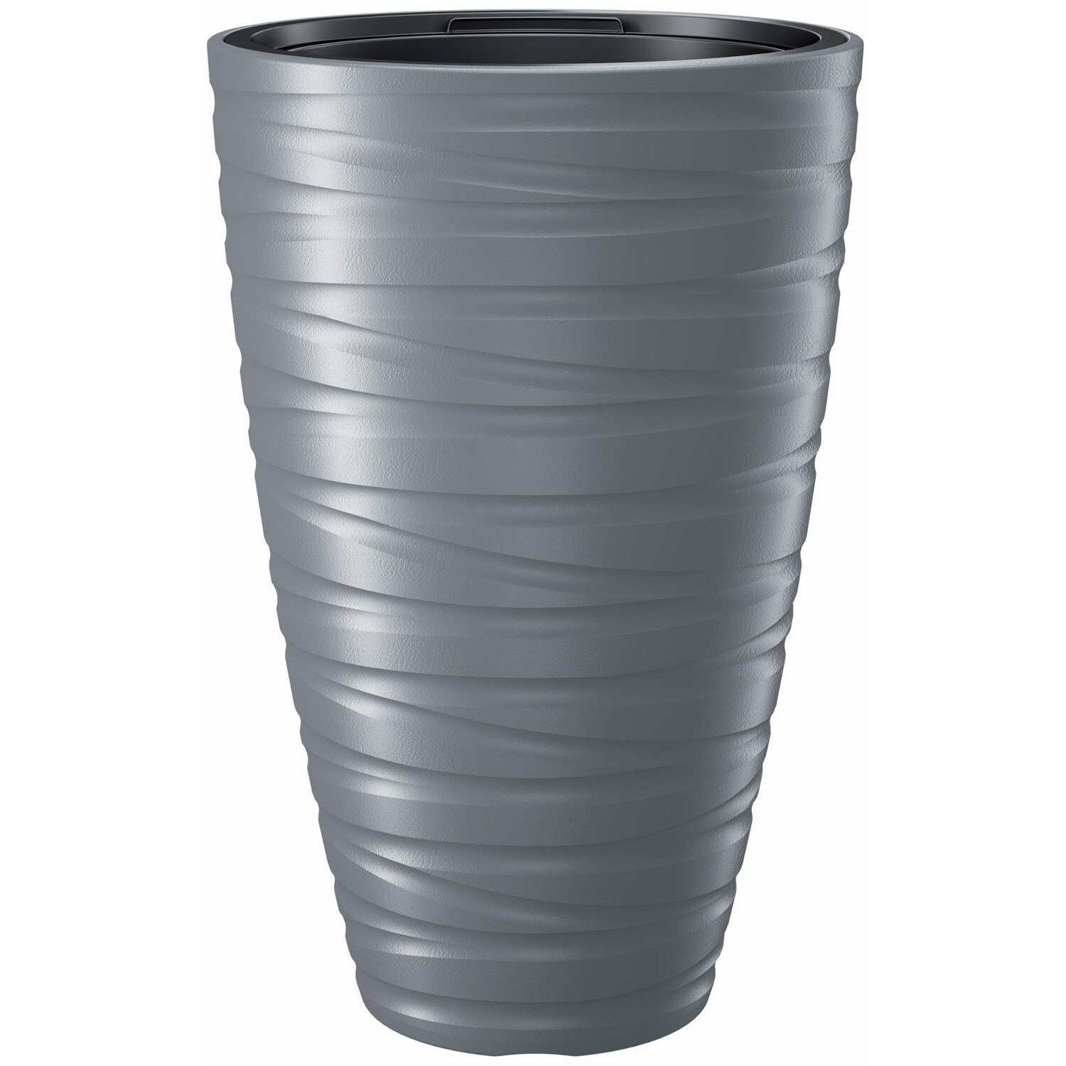 Ghiveci cu insertie Prosperplast Maze, DPMZ400-405U, 38 x 38 x 58 cm, gri