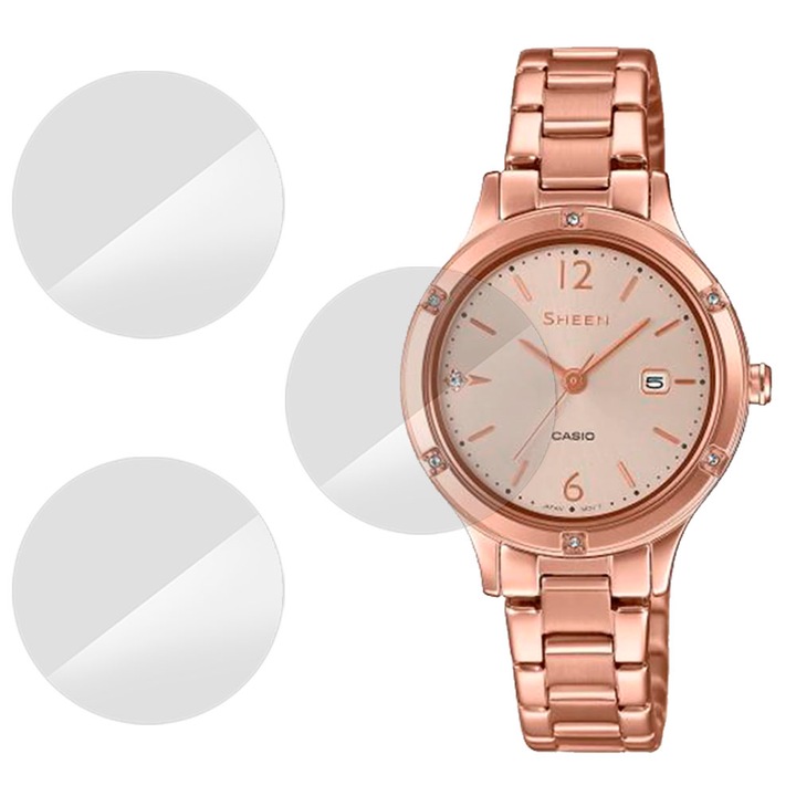 3 db SILKASE fólia készlet Casio SHE-4533PG-4A-hoz, szilikon, megújuló, Teljes kijelző