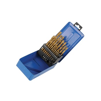 Set 19 burghie metal, 1-10mm, placat titan, cutie metalica, Silverline Set 19 burghie metal, 1-10mm, placat titan, cutie metalica, Silverline