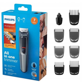 Trimmer 7in1 pentru barba, nas si urechi Philips, MG3757 / 15, Lame otel, Negru Trimmer 7in1 pentru barba, nas si urechi Philips, MG3757 / 15, Lame otel, Negru