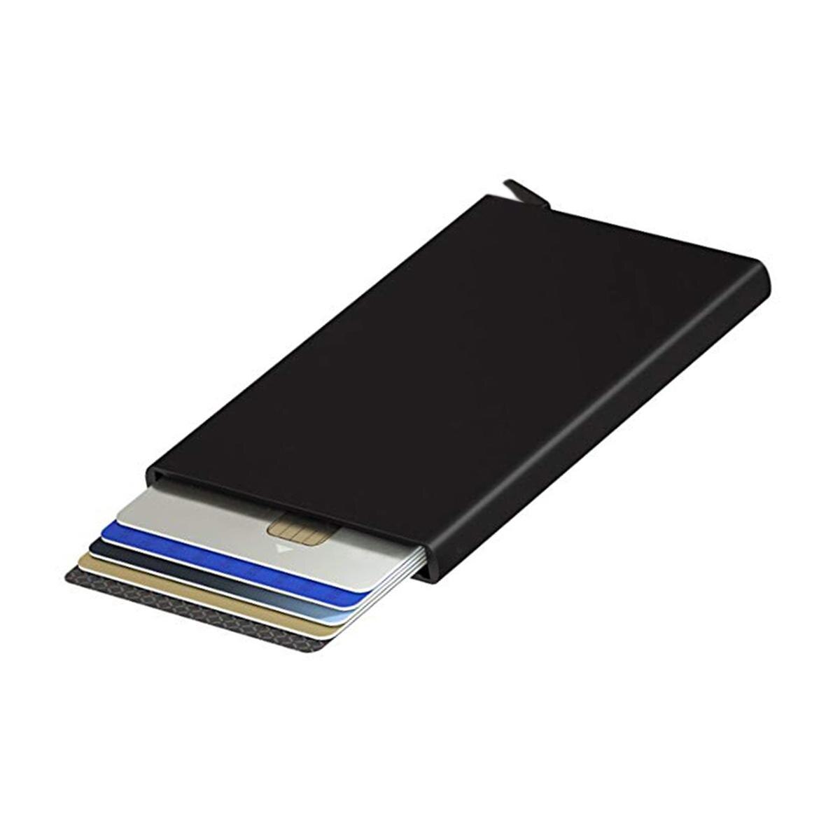 Portofel minimalist, ExeQianming, Aluminiu, Ultra subtire, Negru