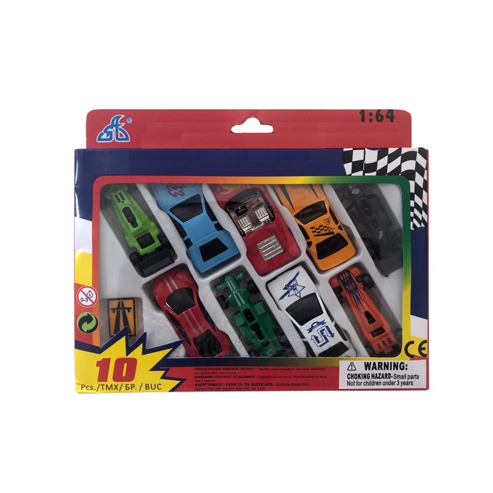 Bibilel BBL2836 City Racer 9 db versenyautó modell, többszínű