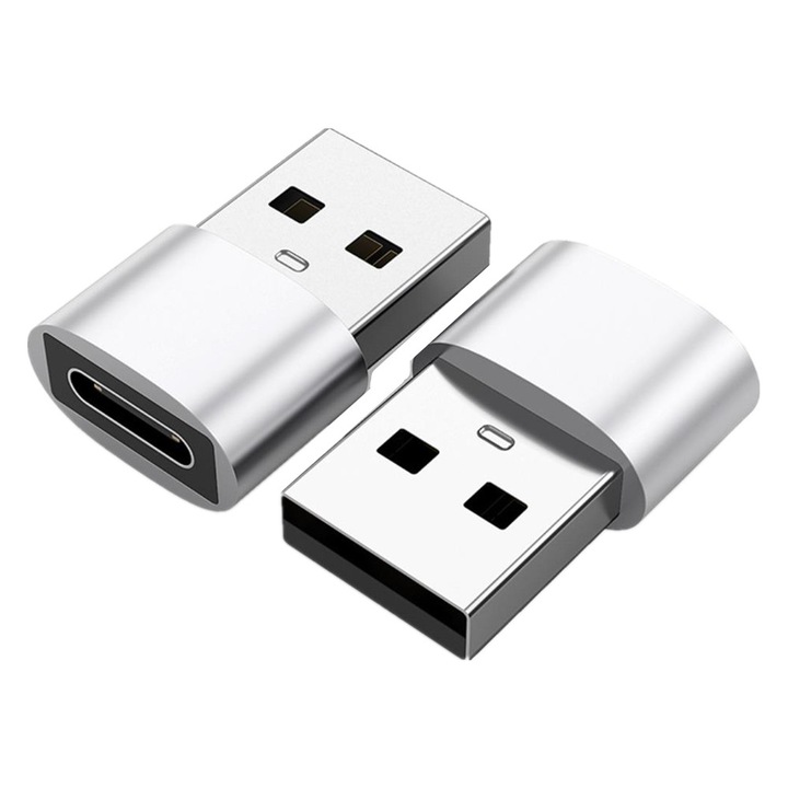 Комплект от 2 адаптера USB-C към USB-A YWD-FMM, Сребрист