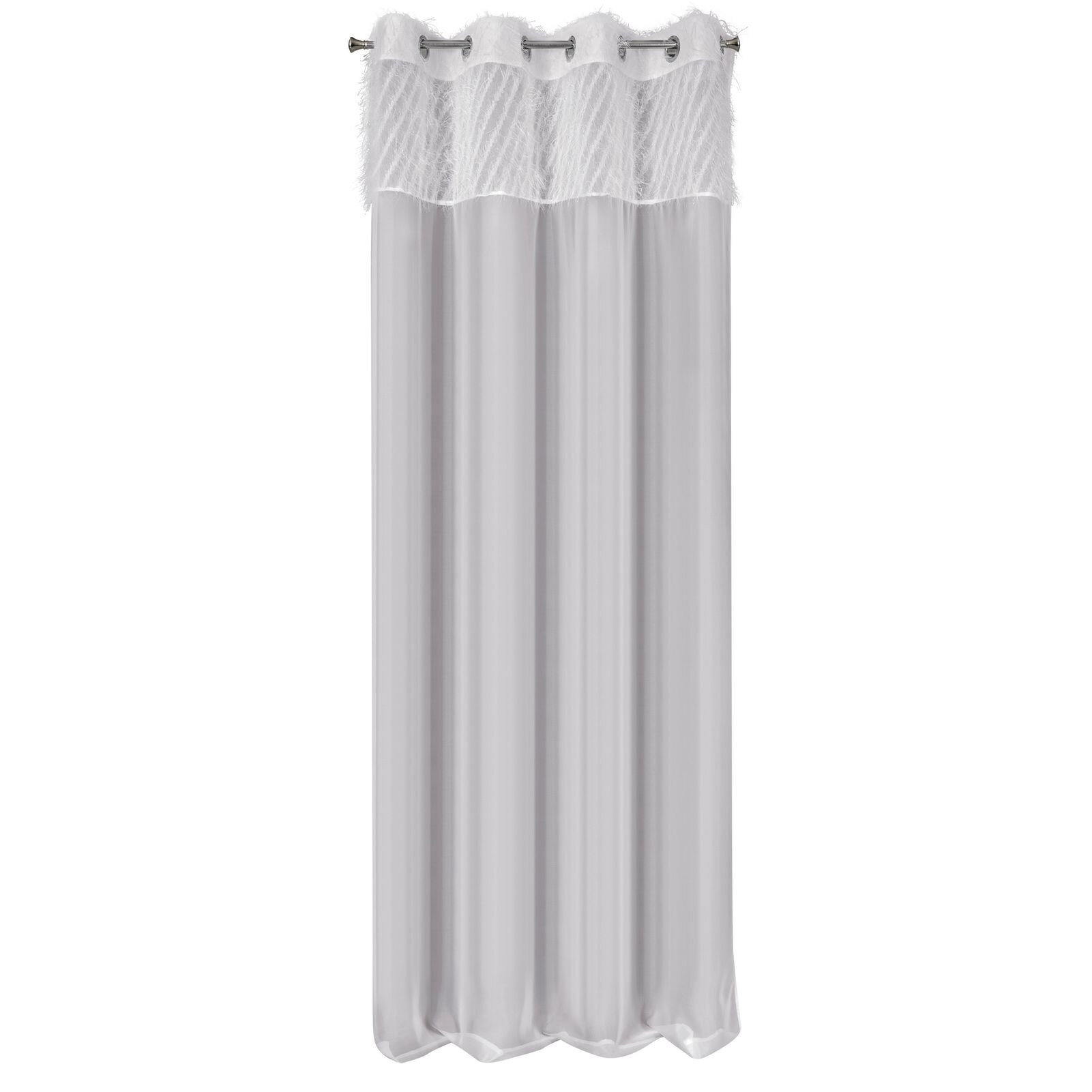 Perdea decorativa cu inele metalice, Eurofirany Amira, 140x250 cm, Alb/ Gri Wolfram