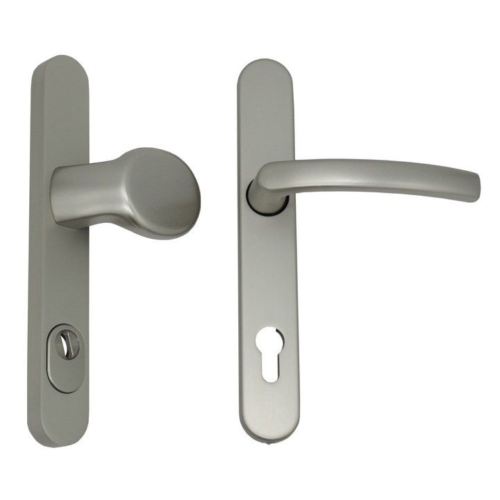 Maner usa termopan, blaugelb KGT35, exterior 92 x 35 mm cu buton fix si scut cilindru aluminiu fara accesorii de prindere, titan