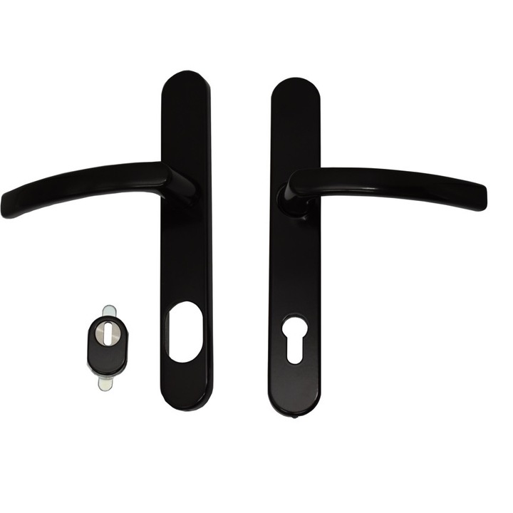 Maner usa termopan, blaugelb DGT35, exterior, 92 x 35 mm cu scut pentru cilindru, aluminiu, fara accesorii de prindere, maro