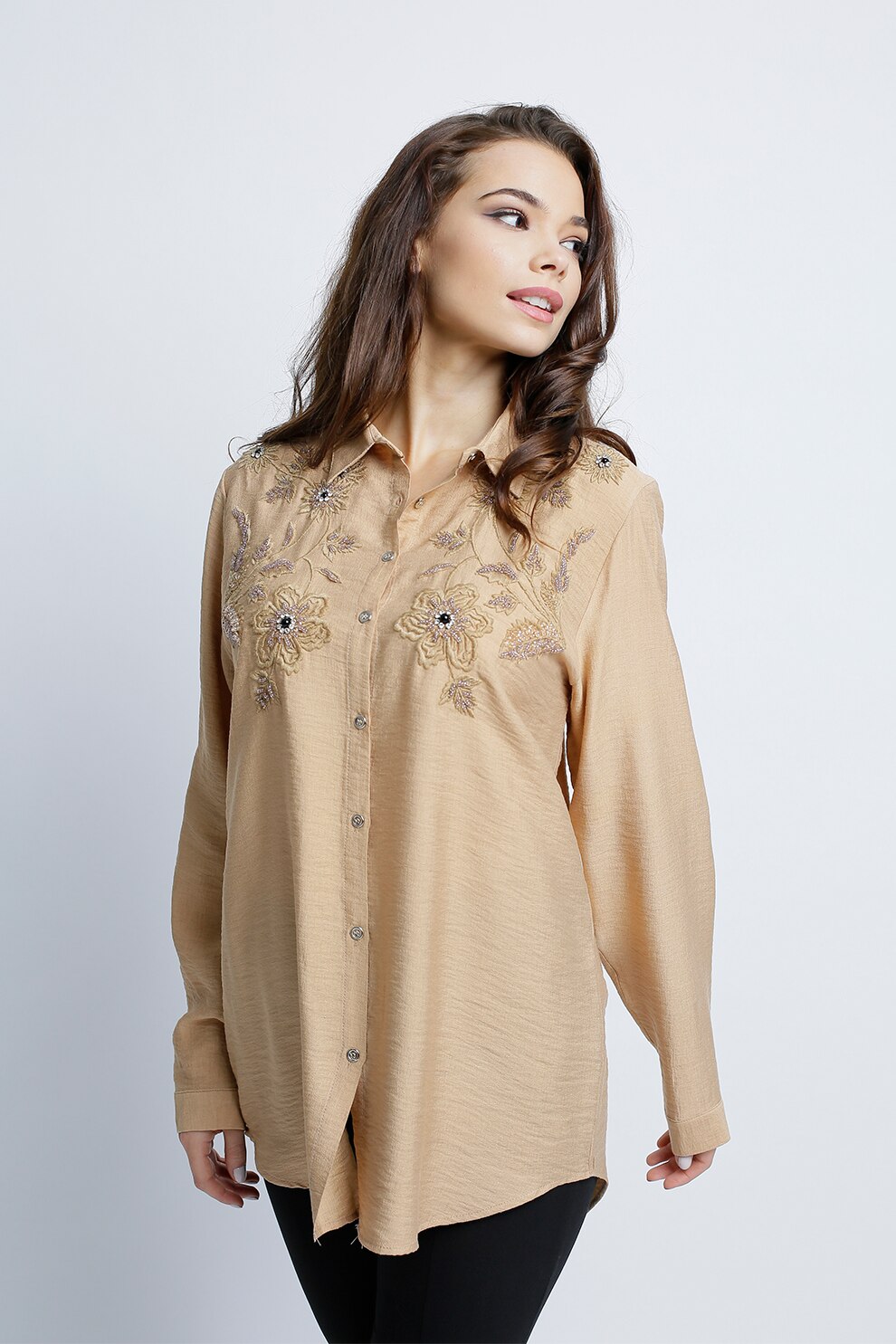 BAROCCA, Camasa cu broderii si margele, Bej, 44